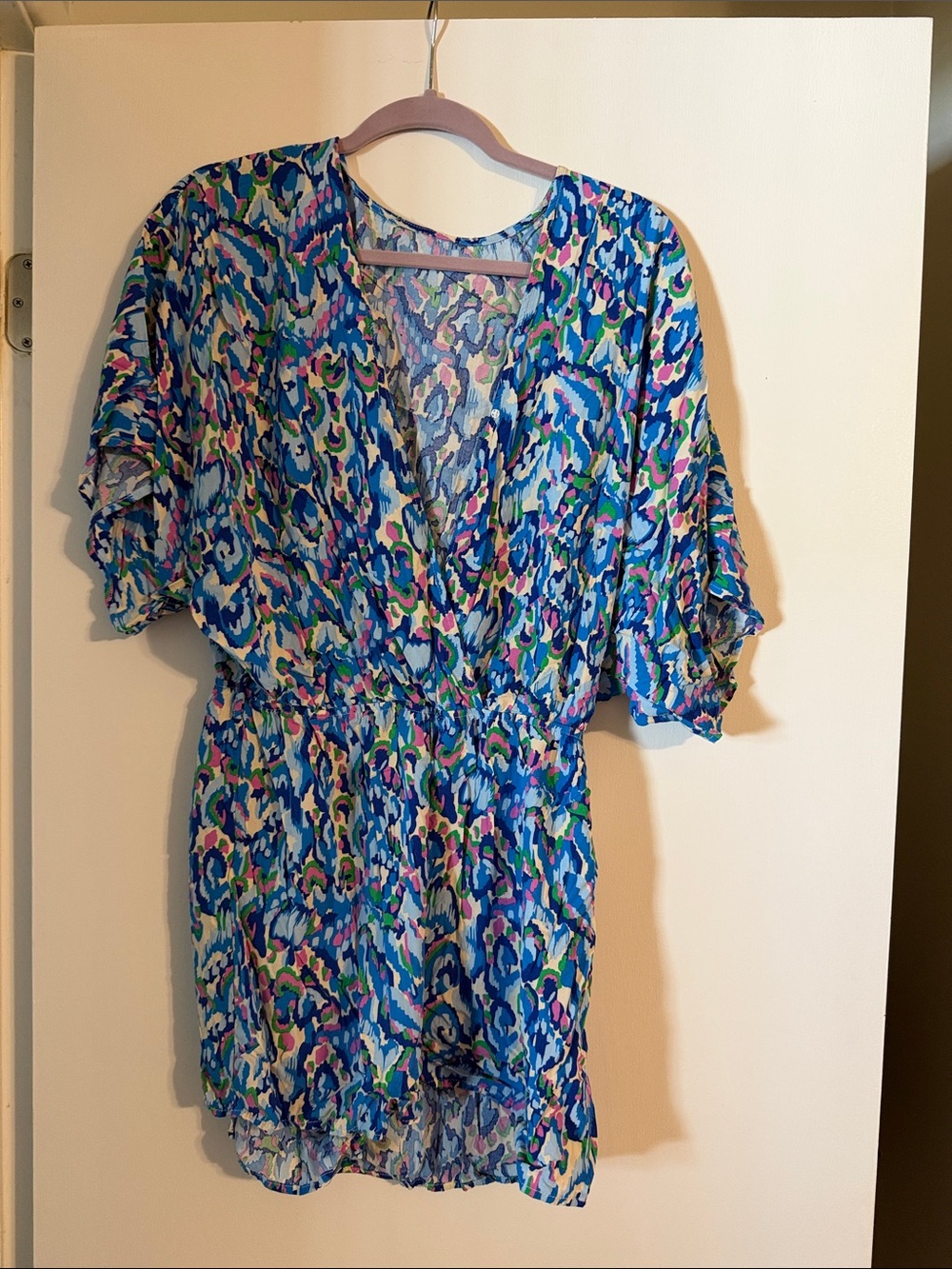 Cupshe Blue Multi-Print Short Wrap Dress